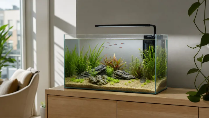 Aquarium planté compact adapté à un volume proche de 60 litres