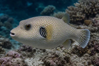 Arothron hispidus Poisson-ballon à taches bleues