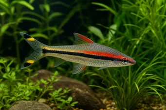 Puntius denisonii Barbus de denison , barbus torpille à rayure rouge